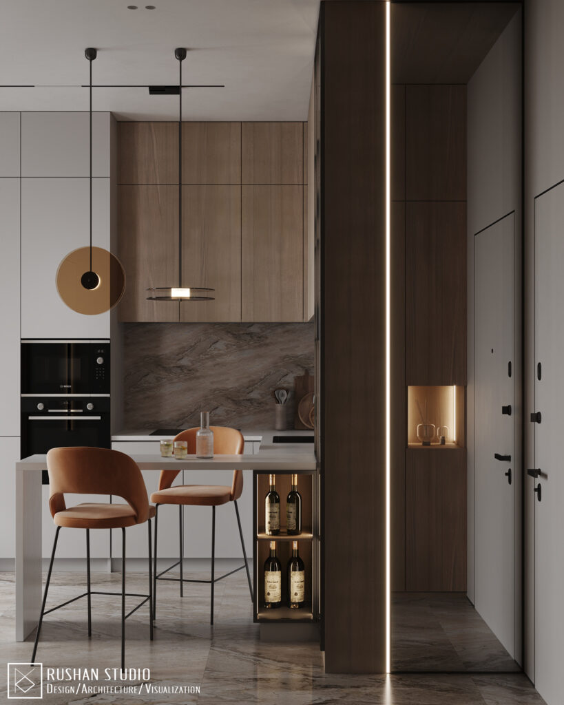LVL compact home interior with smart space use, cozy atmosphere and refined neutral colors