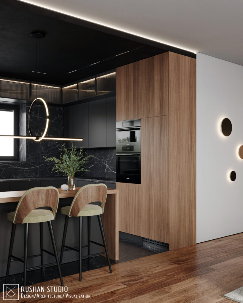 TLN private residence interior with cozy materials, clean lines and elegant modern atmosphere