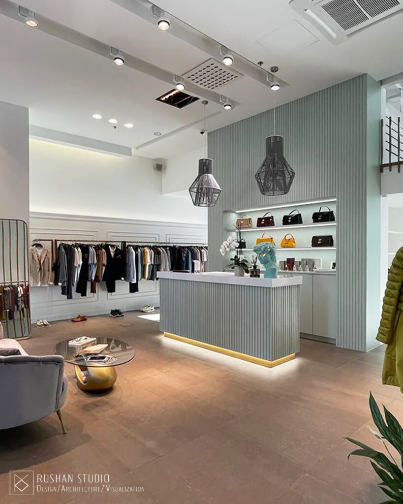 KNT women's clothing boutique interior with elegant furniture and refined retail atmosphere
