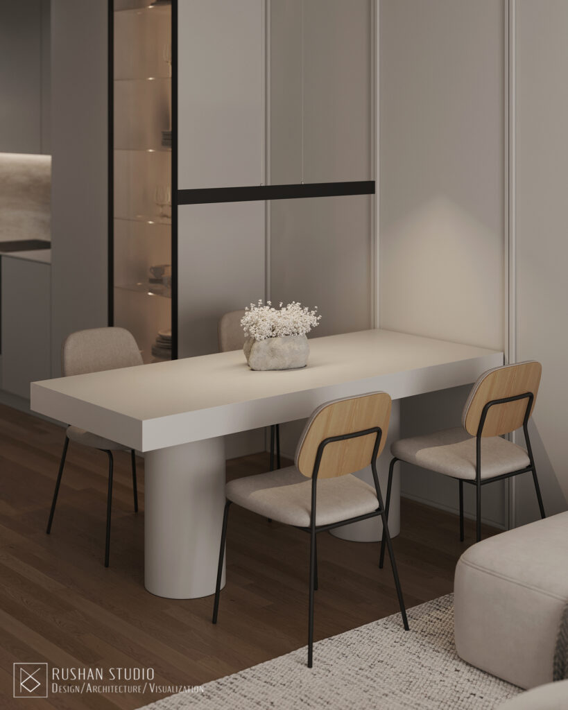 VNN apartment project image showing functional planning, soft materials and subtle contrast