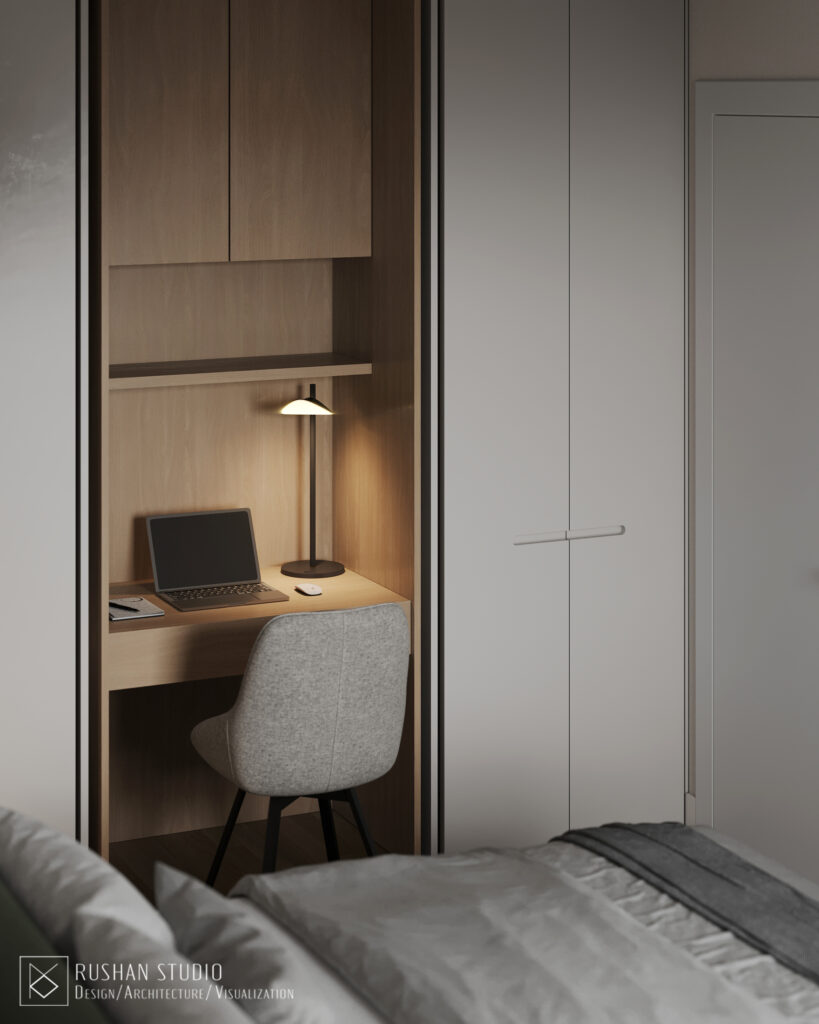VNN small home interior by Rushan Studio with subtle colors and thoughtful functionality