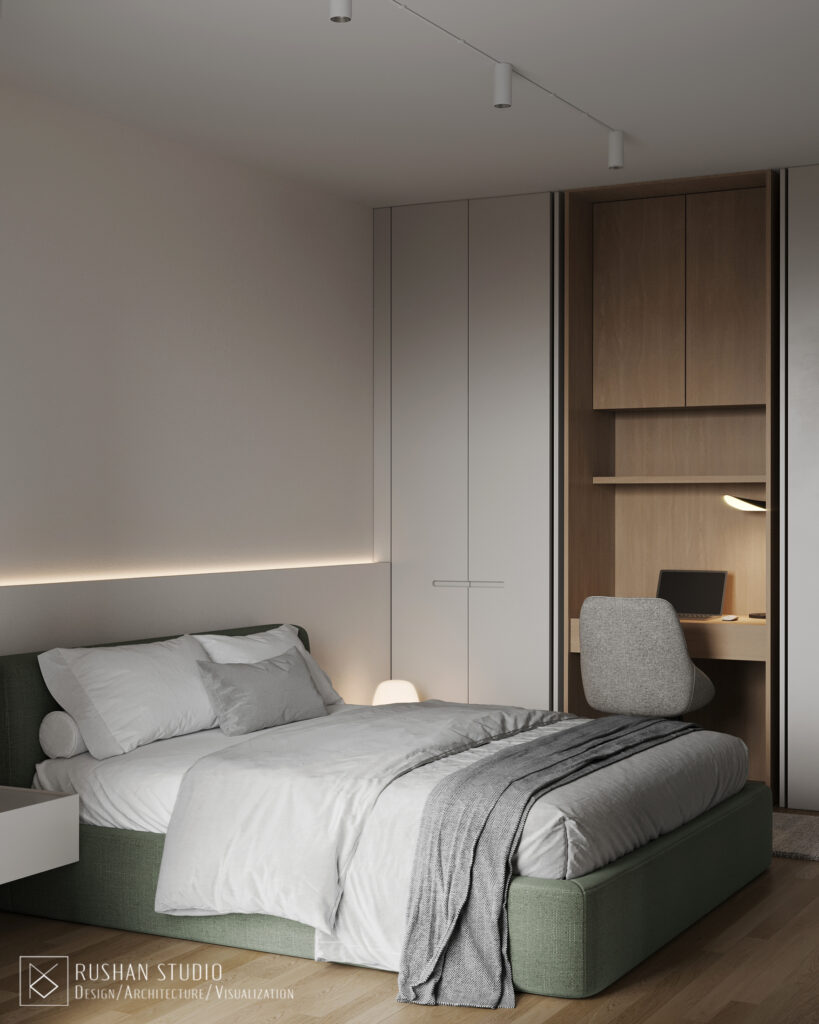VNN apartment design detail with soft neutrals, clean lines and calm modern character