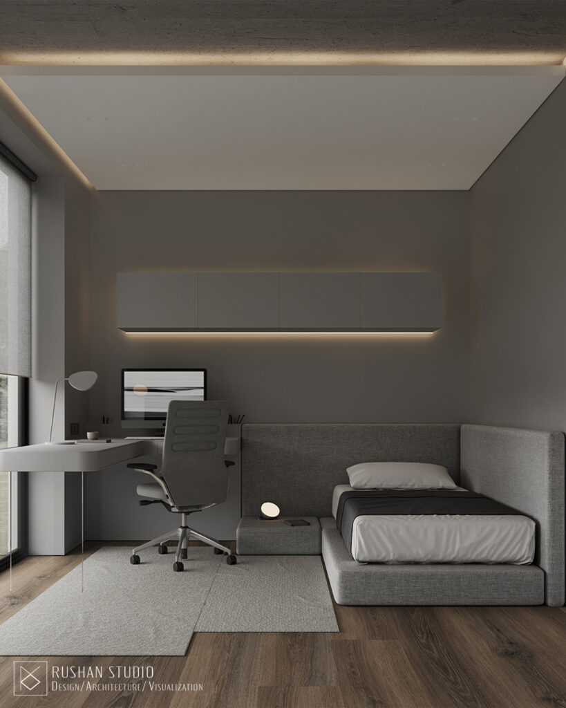 KUU project view showing a sophisticated residential interior with calm and grounded atmosphere