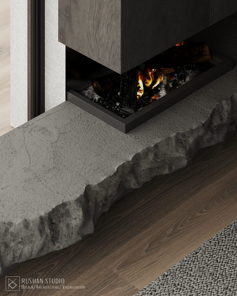 KUU interior design detail with muted green, grey, black and natural material textures
